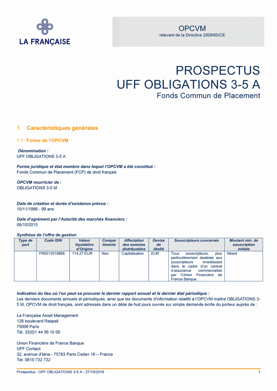 Prospectus UFF Obligations 3-5 A - 27/10/2016 - Français