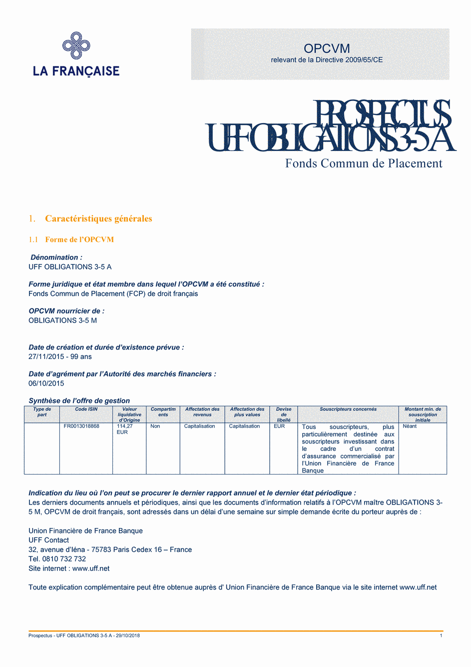 Prospectus UFF Obligations 3-5 A - 29/10/2018 - Français