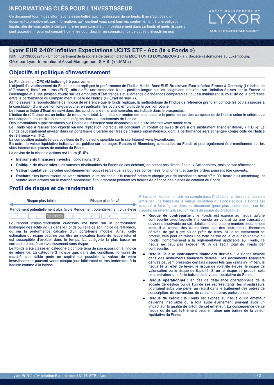 DICI Lyxor EUR 2-10Y Inflation Expectations UCITS ETF - Acc - 19/02/2021 - Français