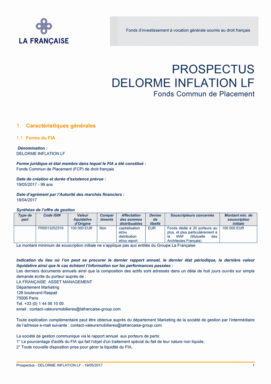 Prospectus FR0013252319 - 19/05/2017 - Français