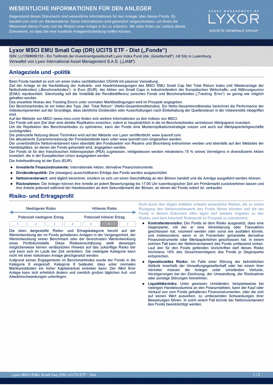 DICI Lyxor MSCI EMU Small Cap (DR) UCITS ETF - Dist - 19/02/2021 - Allemand