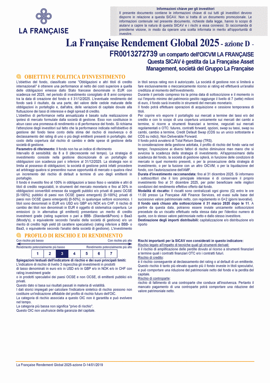 DICI La Française Rendement Global 2025 - Part D - 14/01/2019 - Italien