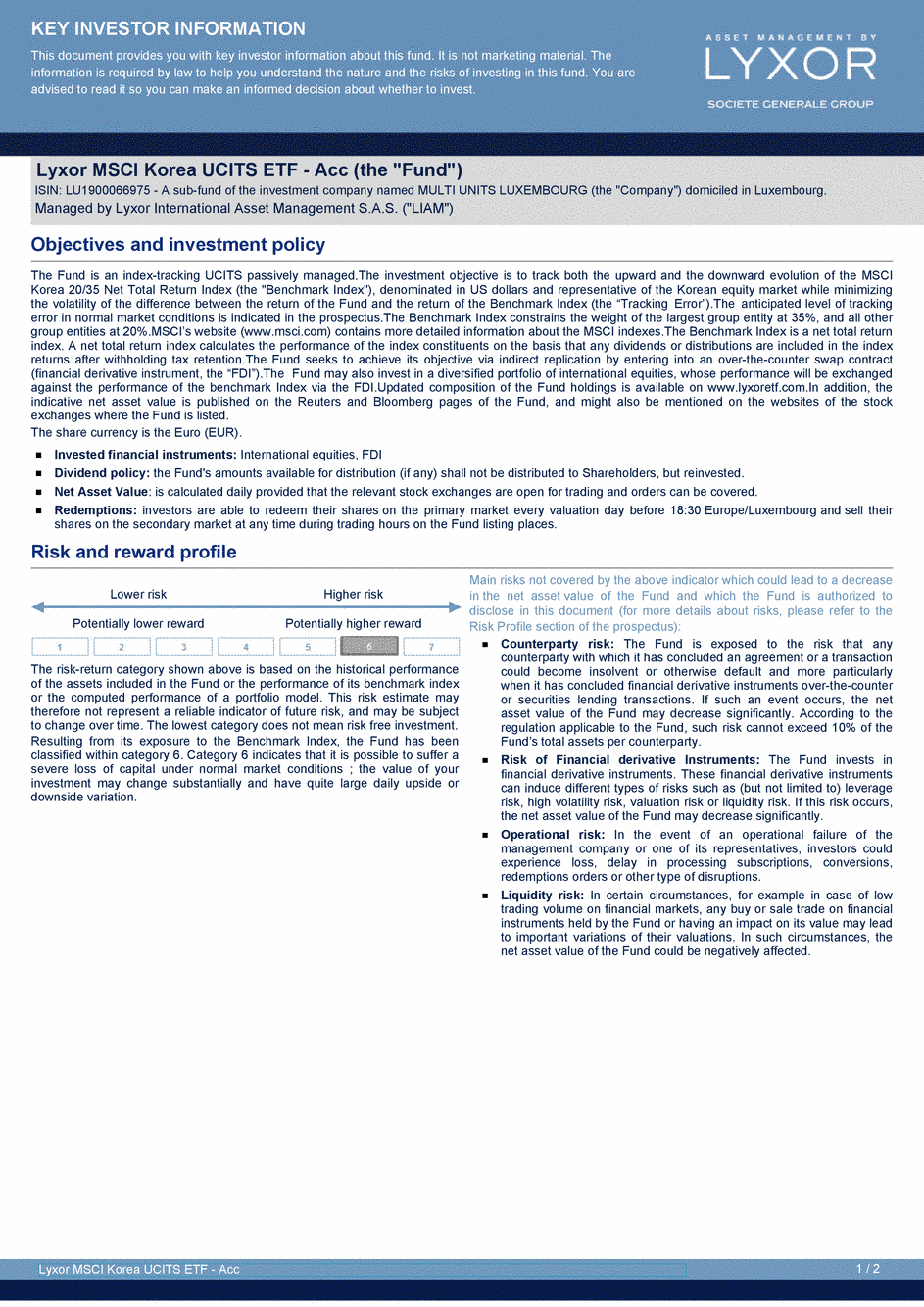 DICI Lyxor MSCI Korea UCITS ETF - Acc - 19/02/2021 - Anglais