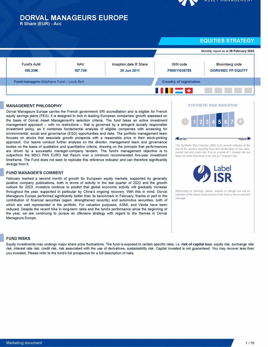 Reporting DORVAL MANAGEURS EUROPE - 28/02/2023 - Anglais