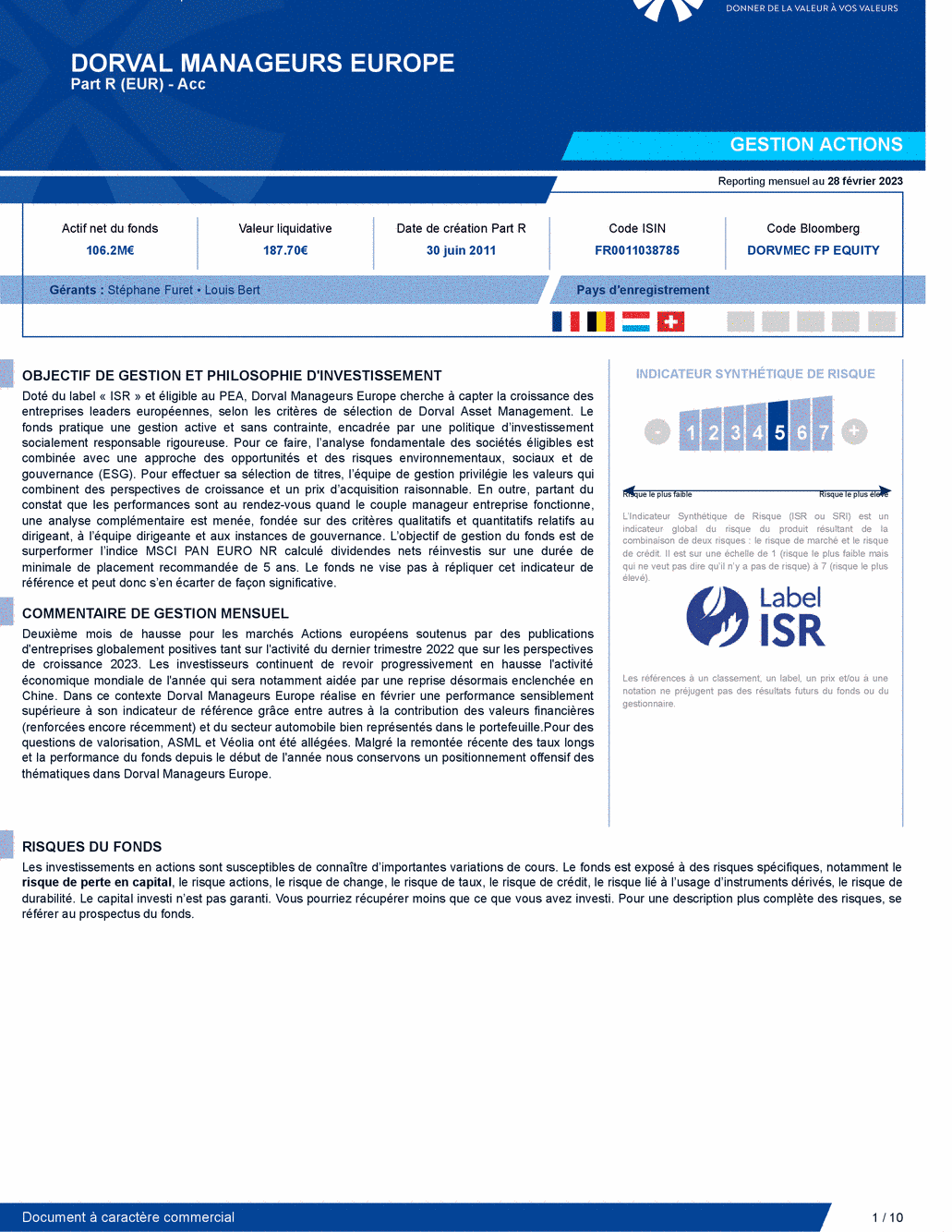 Reporting DORVAL MANAGEURS EUROPE - 28/02/2023 - Français