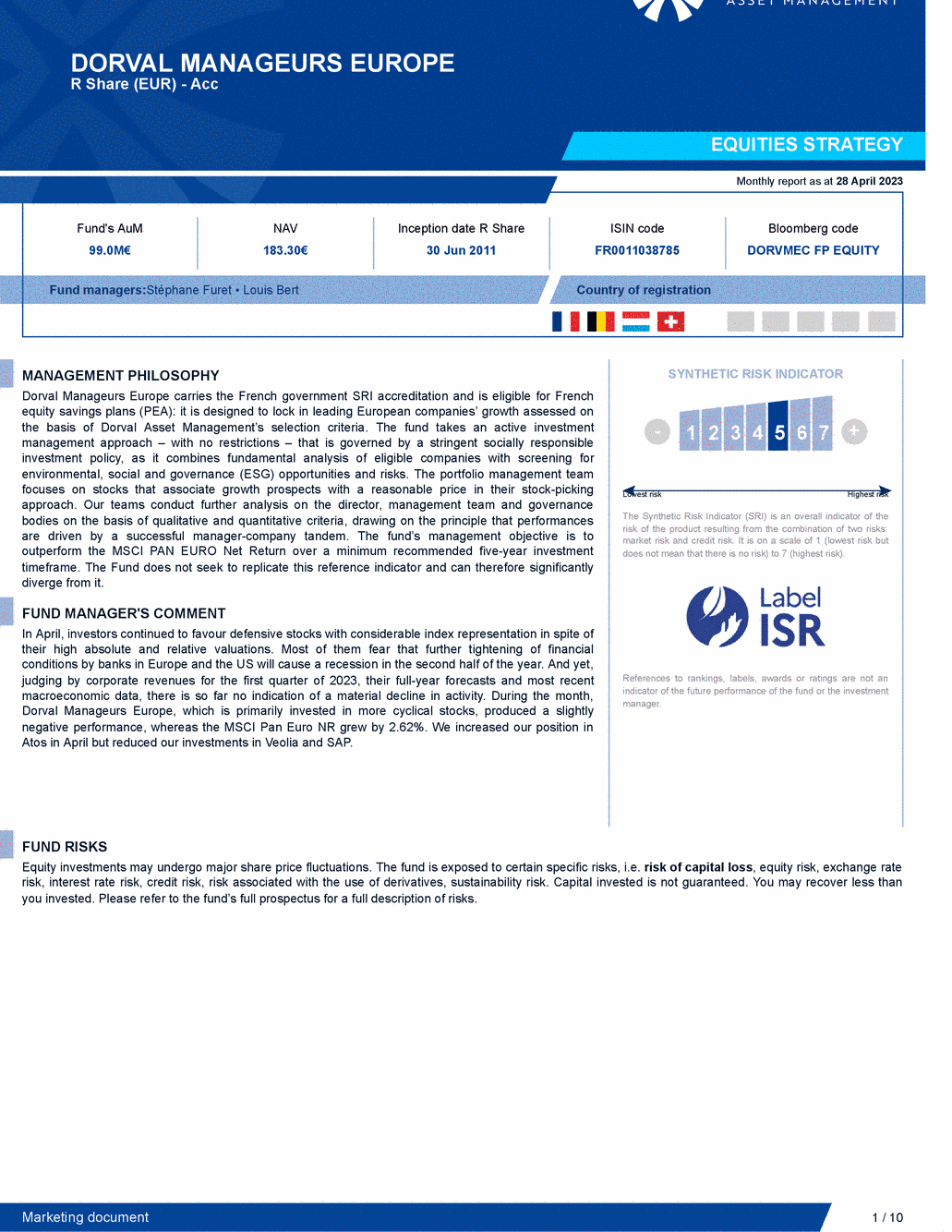 Reporting DORVAL MANAGEURS EUROPE - 28/04/2023 - Anglais
