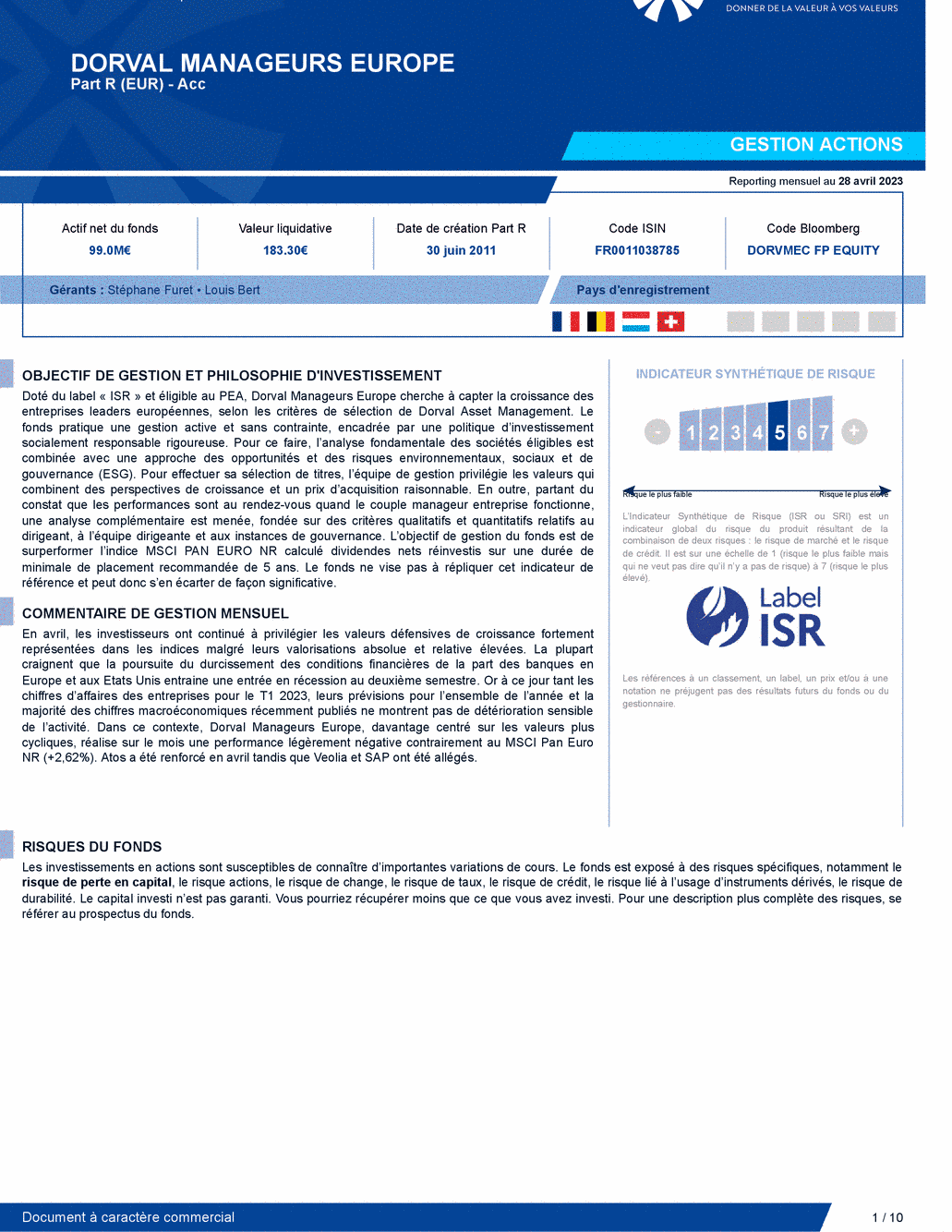 Reporting DORVAL MANAGEURS EUROPE - 28/04/2023 - Français