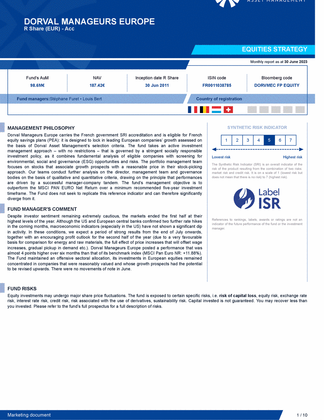 Reporting DORVAL MANAGEURS EUROPE - 30/06/2023 - Anglais