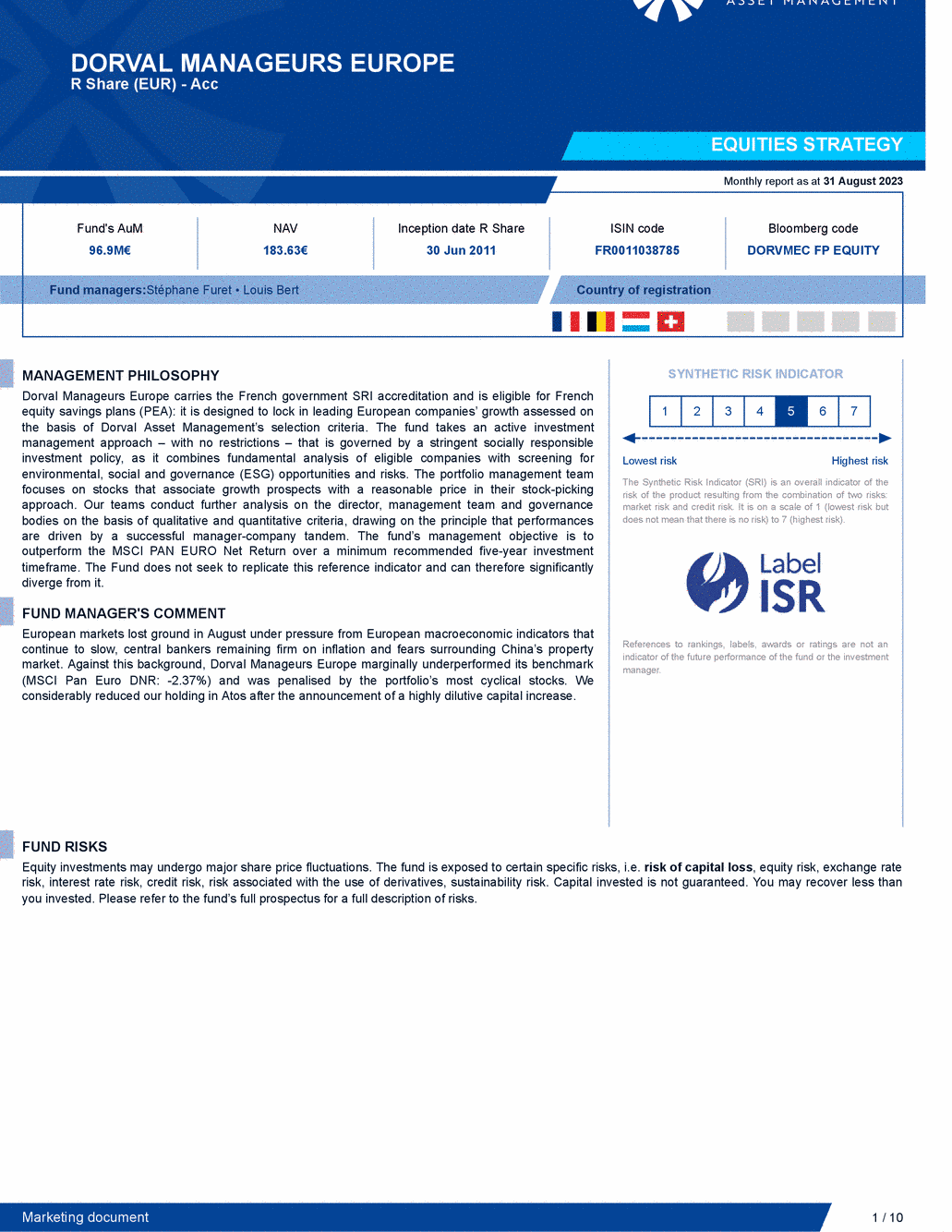 Reporting DORVAL MANAGEURS EUROPE - 31/08/2023 - Anglais