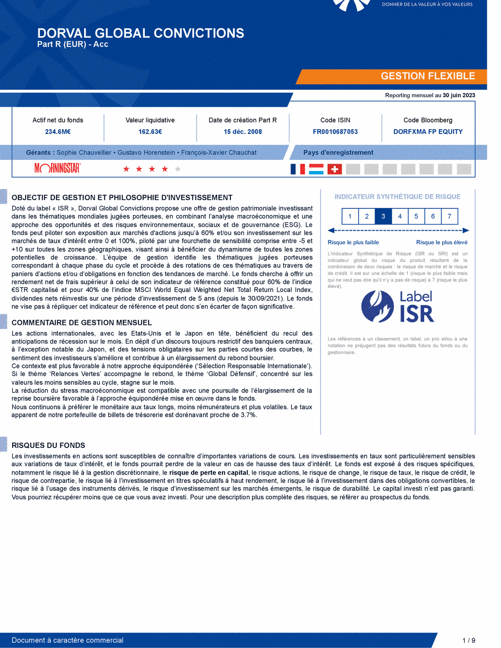 Reporting DORVAL GLOBAL CONVICTIONS A - 30/06/2023 - Français