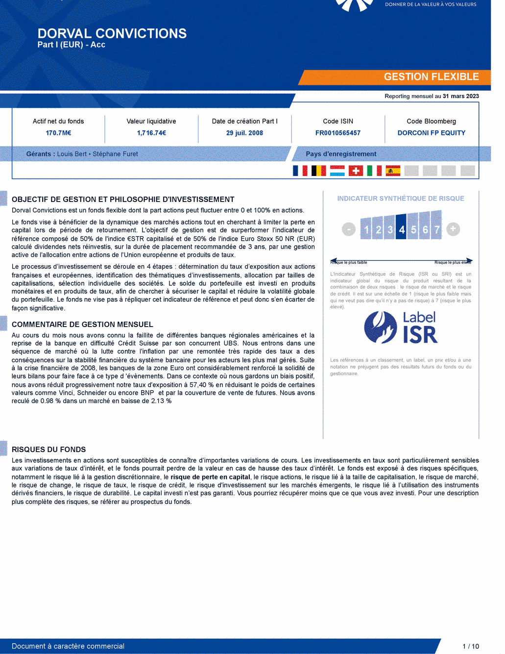 Reporting DORVAL CONVICTIONS I - 31/03/2023 - Français