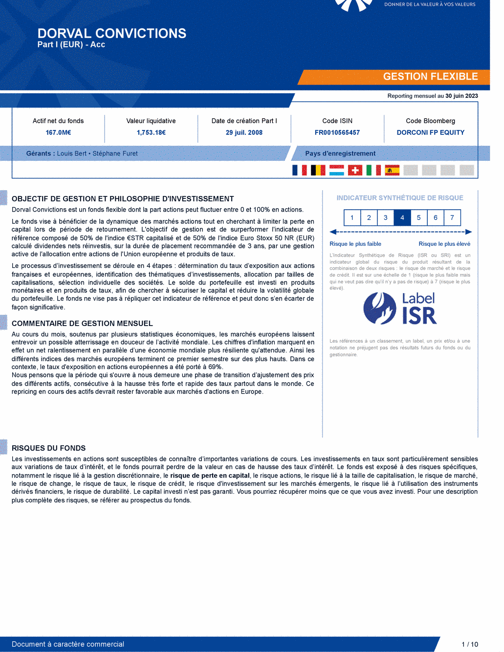 Reporting DORVAL CONVICTIONS I - 30/06/2023 - Français