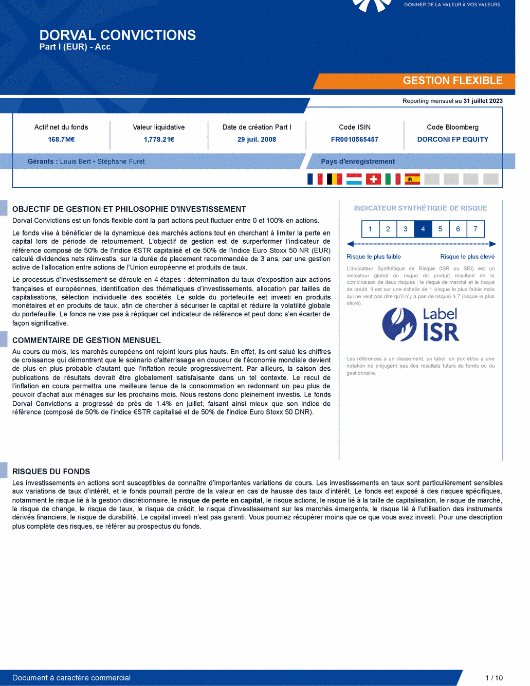 Reporting DORVAL CONVICTIONS I - 31/07/2023 - Français