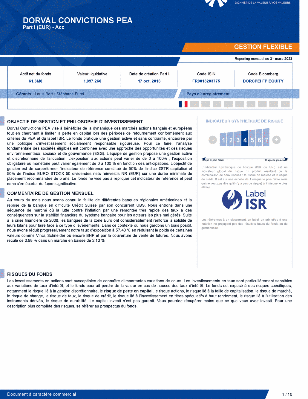 Reporting DORVAL CONVICTIONS PEA Part I - 31/03/2023 - Français