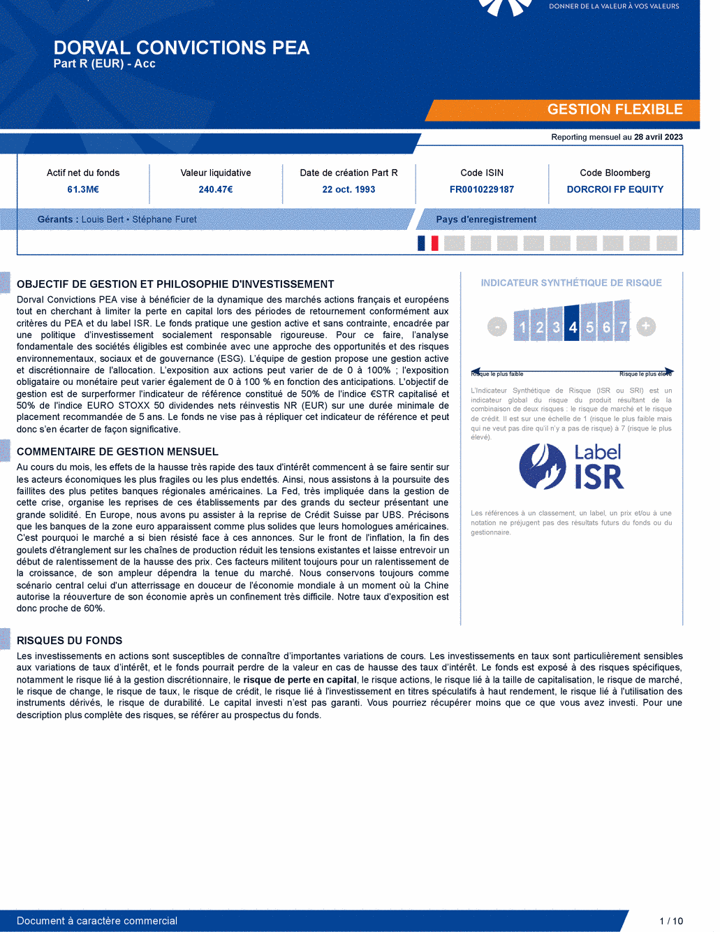 Reporting DORVAL CONVICTIONS PEA - 28/04/2023 - Français