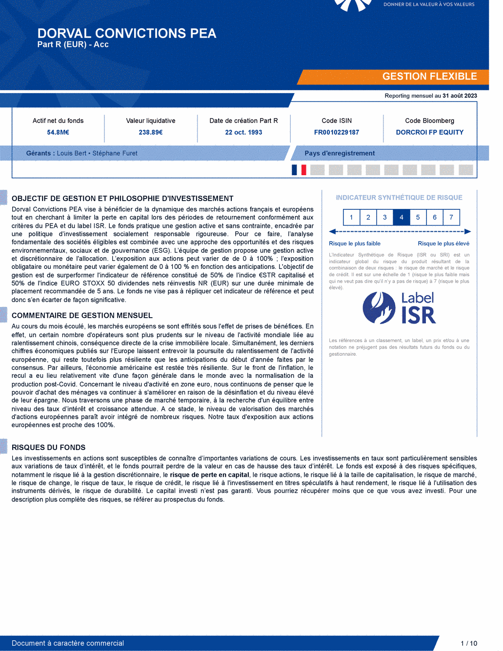 Reporting DORVAL CONVICTIONS PEA - 31/08/2023 - Français