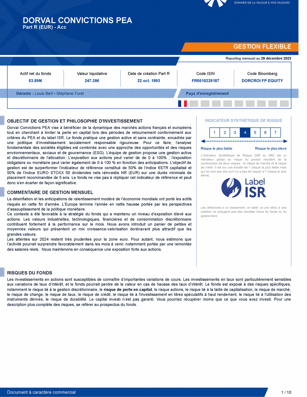 Reporting DORVAL CONVICTIONS PEA - 29/12/2023 - Français