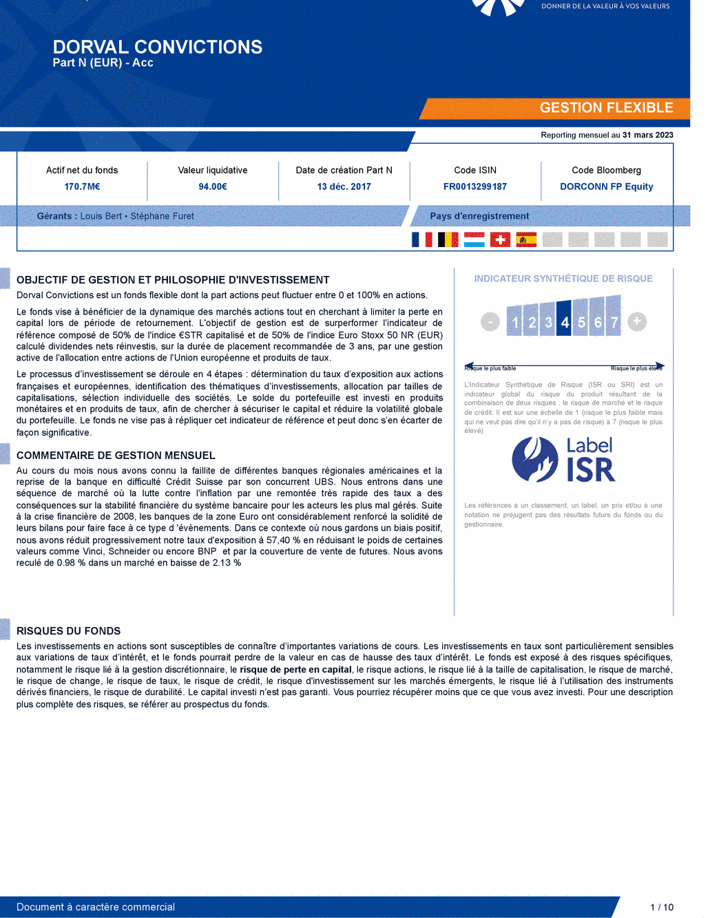 Reporting DORVAL CONVICTIONS N - 31/03/2023 - Français