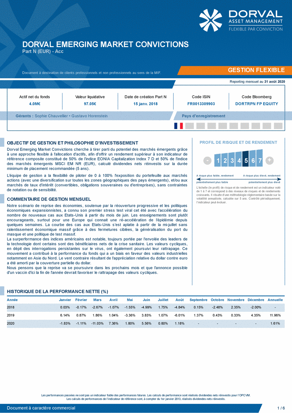 Reporting DORVAL EMERGING MARKET CONVICTIONS N - 31/08/2020 - Français