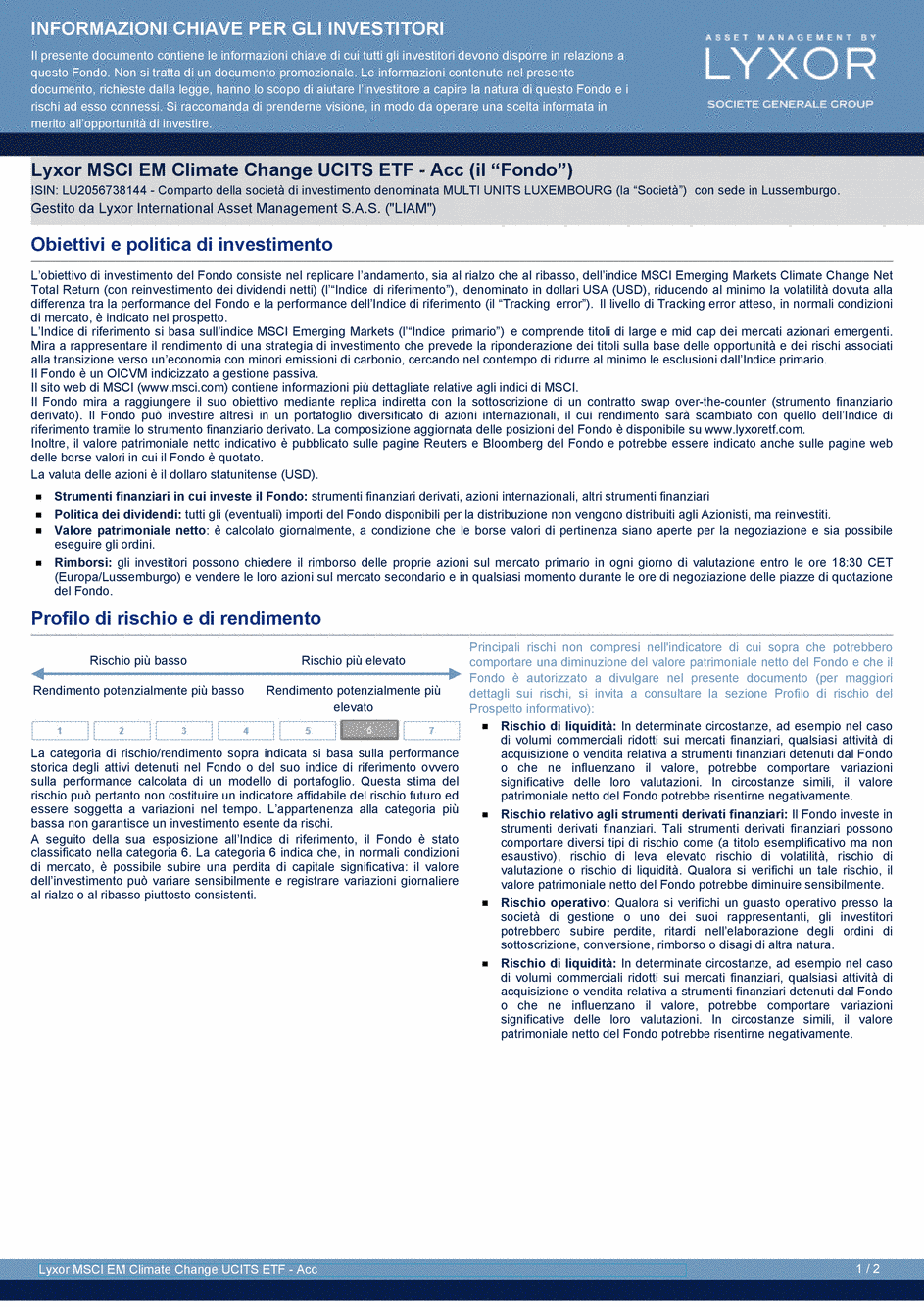 DICI Lyxor MSCI EM Climate Change UCITS ETF - Acc - 25/03/2020 - Italien