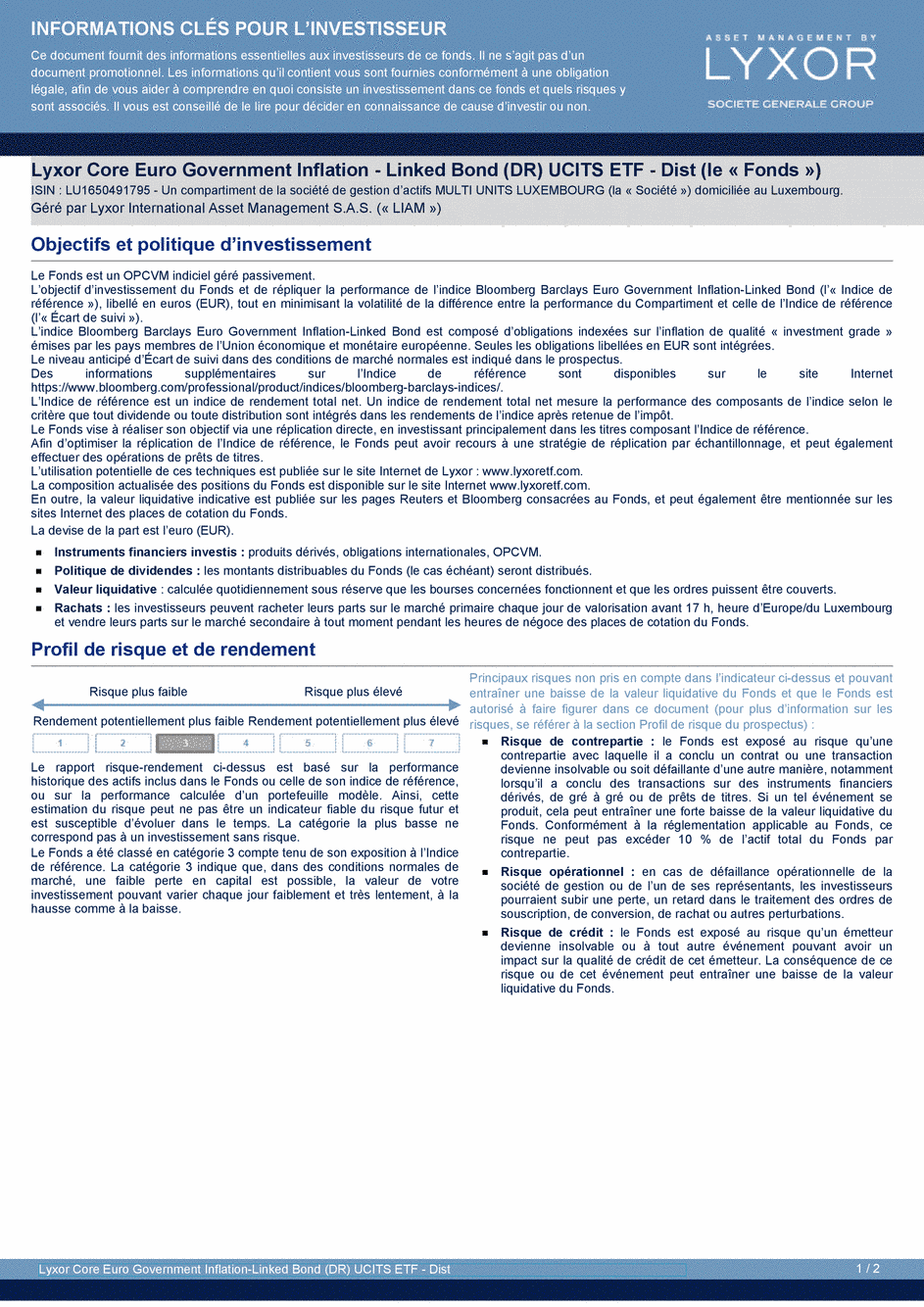 DICI Lyxor Core Euro Government Inflation-Linked Bond (DR) UCITS ETF - Dist - 24/02/2021 - Français