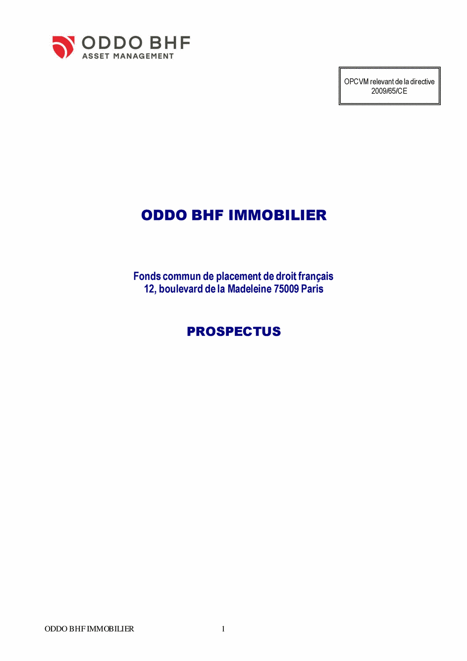 Prospectus ODDO BHF IMMOBILIER DR-EUR - 14/02/2020 - Français