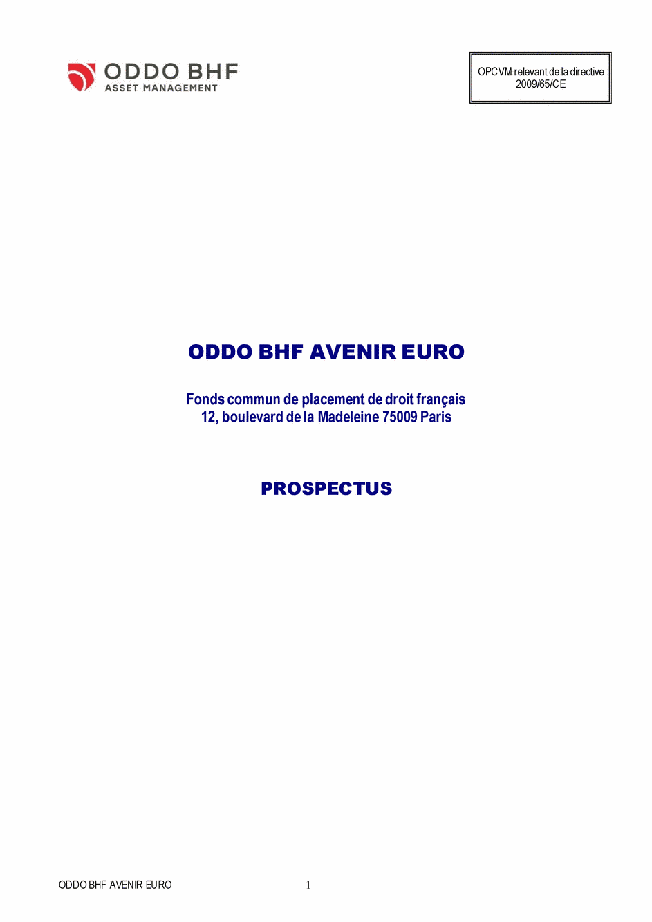 Prospectus ODDO BHF AVENIR EURO CN-USD [H] - 31/03/2020 - Français