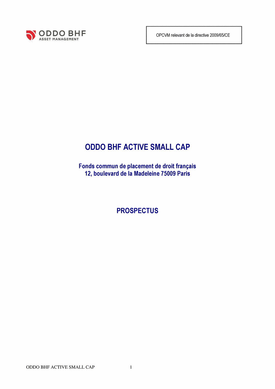 Prospectus ODDO BHF ACTIVE SMALL CAP CR-EUR - 31/12/2020 - Français